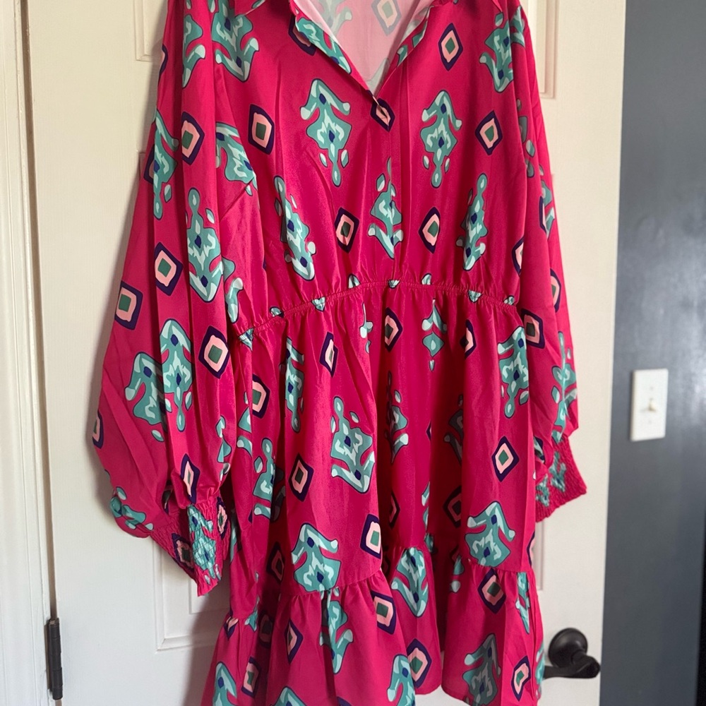 NWOT Vibrant Pink Patterned Dress